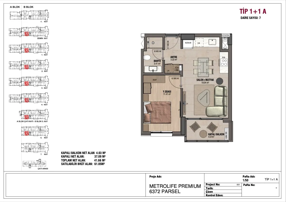 SİNPAŞ METROLIFE PREMIUM: مخطط الطابق 1